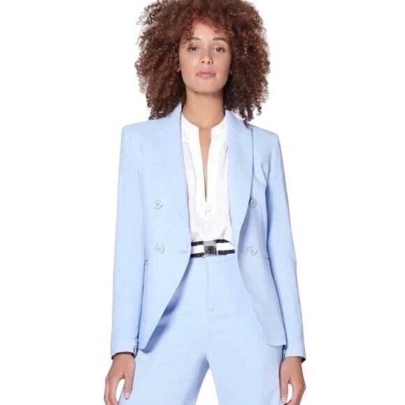 Veronica Beard Aros Dickey Jacket Blue Double Breasted Cuff Detailing Blazer 0 - Picture 2 of 9